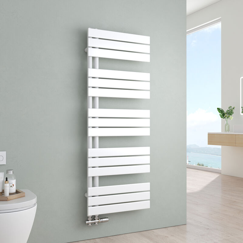 S'afielina - Sèche-serviettes eau chaude Radiateur eau chaude en acier Radiateur à panneau plat Blanc 1320x500mm 661 Watt