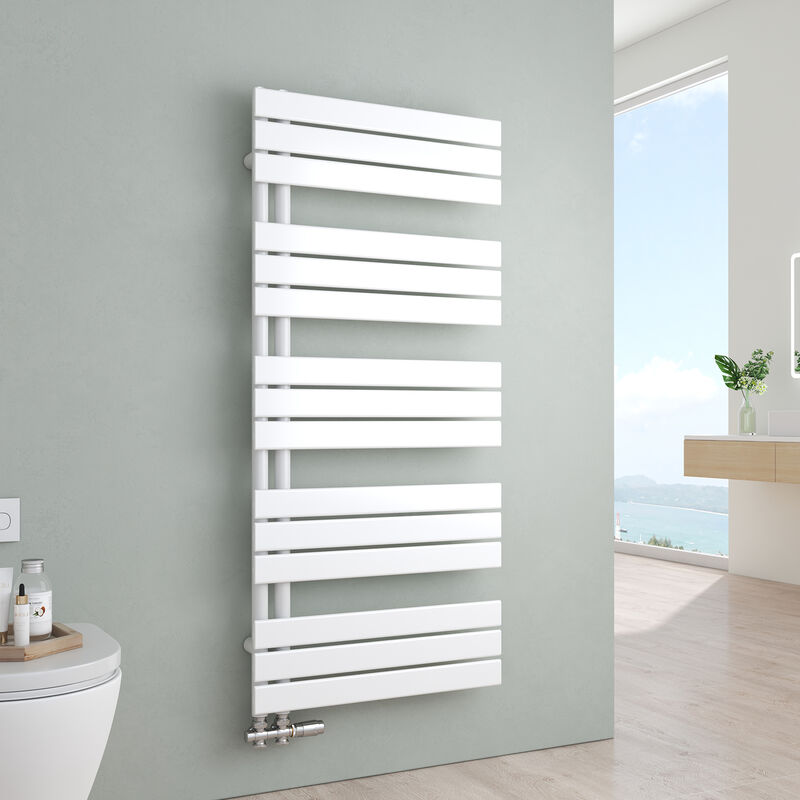 S'afielina - Sèche-serviettes eau chaude Radiateur eau chaude en acier Radiateur à panneau plat Blanc 1320x600mm 798 Watt