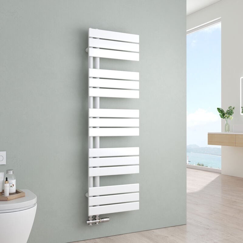 Sèche-serviettes eau chaude Radiateur eau chaude en acier Radiateur à panneau plat Blanc 1320x400mm 570 Watt - S'afielina