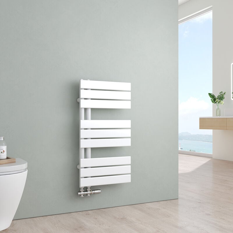 Sèche-serviettes eau chaude Radiateur eau chaude en acier Radiateur à panneau plat Blanc 762x400mm 342 Watt - S'afielina