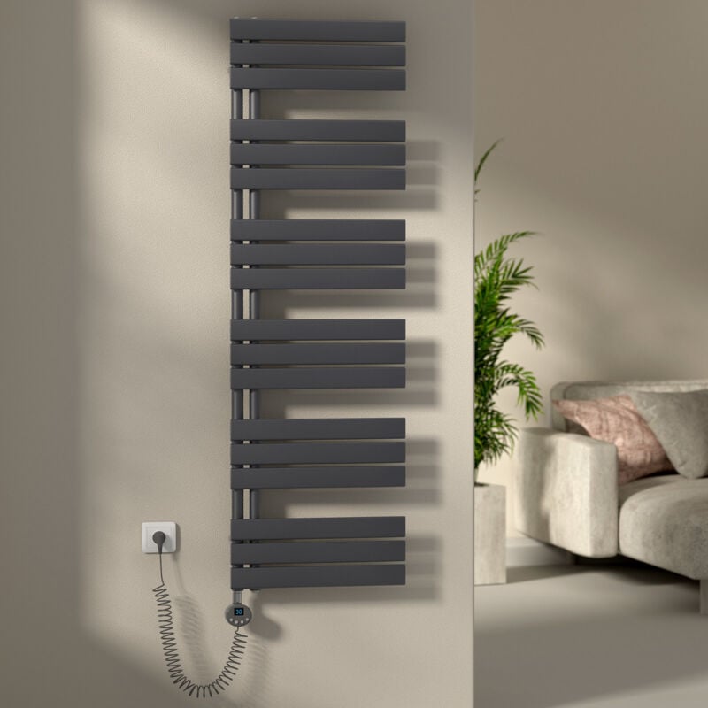 S'afielina - Sèche-Serviettes Électrique Radiateur à panneau plat Radiateur sèche-sûrviettes avec Tige chauffante avec thermostat, à commande