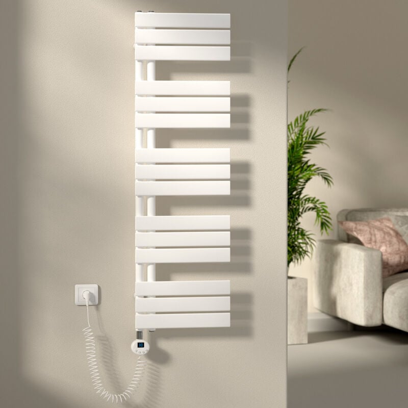 S'afielina - Sèche-Serviettes Électrique Radiateur à panneau plat Radiateur sèche-sûrviettes avec Tige chauffante avec thermostat, à commande