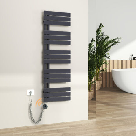 S'Afielina – Sèche-serviette électrique 132x40 cm 600W – Panneau plat avec thermostat – Acier SPCC haute conductivité – Couleur anthracite - 600Watts
