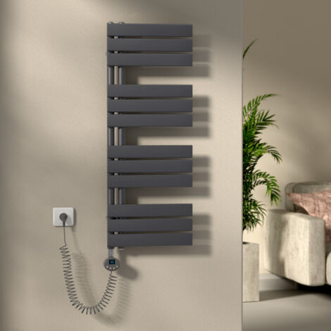 S'Afielina – Sèche-serviette électrique 400W – Panneau plat anthracite 104.1x40 cm – Thermostat électronique – Installation facile – Acier haute conductivité - 400Watts
