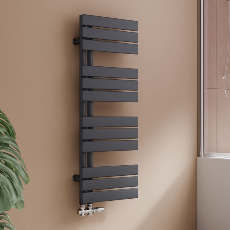 S'afielina Sèche-serviettes eau chaude 456W Lateral connection Tube plat Sans vanne Anthracite 104.1×400mm