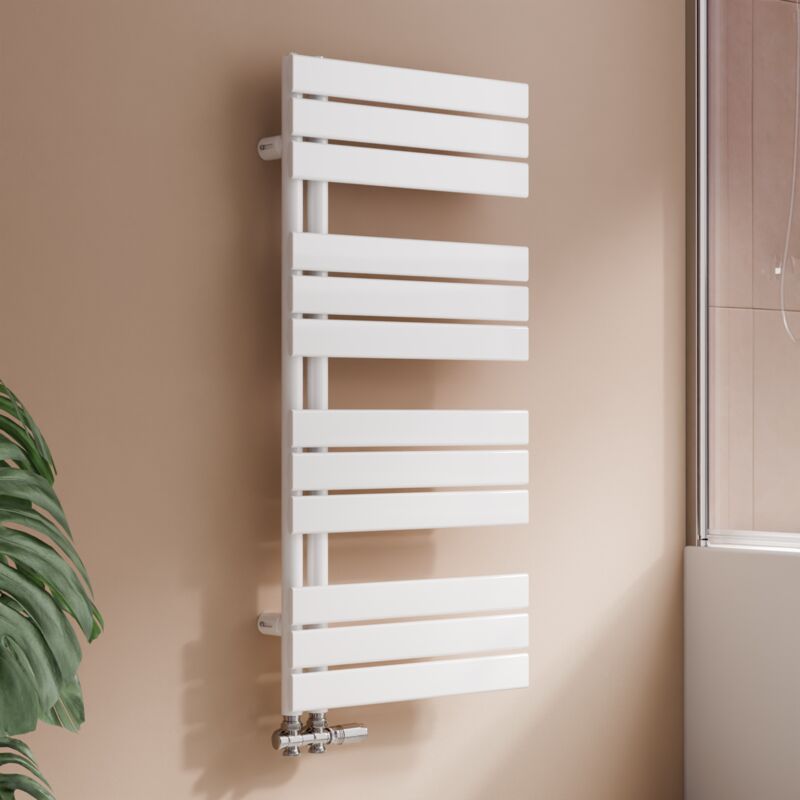 S'afielina Sèche-serviettes eau chaude 529W Lateral connection Tube plat Sans vanne Blanc 104.1×500mm