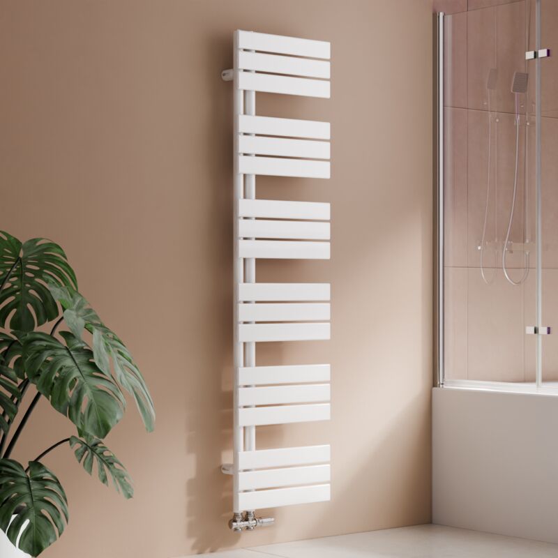 S'afielina - Sèche-serviettes eau chaude 684W Lateral connection Tube plat Sans vanne Blanc 160×400mm