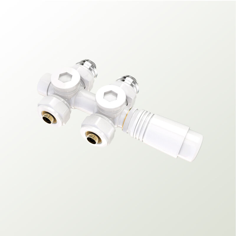 Thermostat de radiateur Set multibloc pour radiateur Robinetterie de raccordement pour radiateur de salle de bain, Blanc (1 pc) - S'afielina