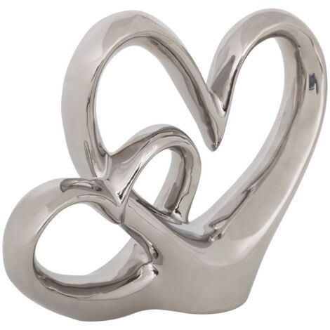 Safina deco doble corazón H.16,5cm resina - Atmosphera créateur d'intérieur