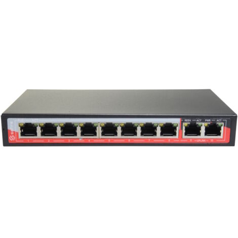 SAFIRE PoE-Switch 8 Ports und 2 Uplink-Ports SF-SW1008POE-96