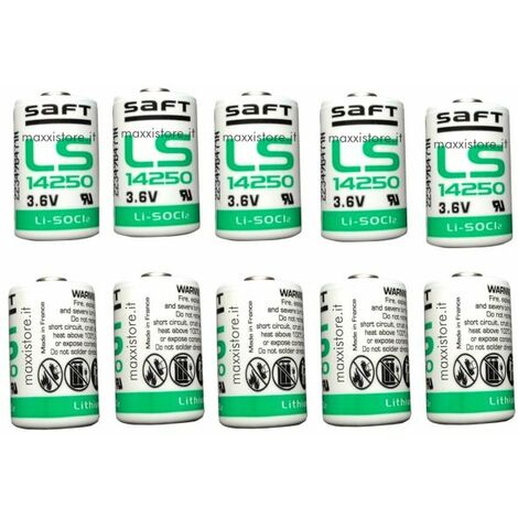 Saft 10 batterie litio 1/2 AA mezza stilo 3.6V 1200mAh ER14250 - LS14250