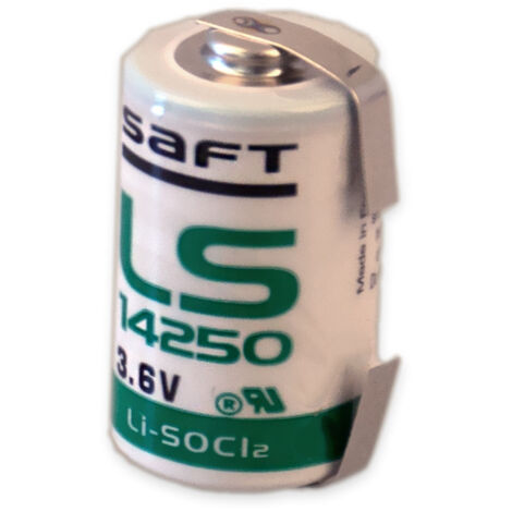 SAFT Lithium-Batterie LS 14250-CNR, 1/2AA, mit U-Lötfahne, 3,6 V-, 1200 mAh