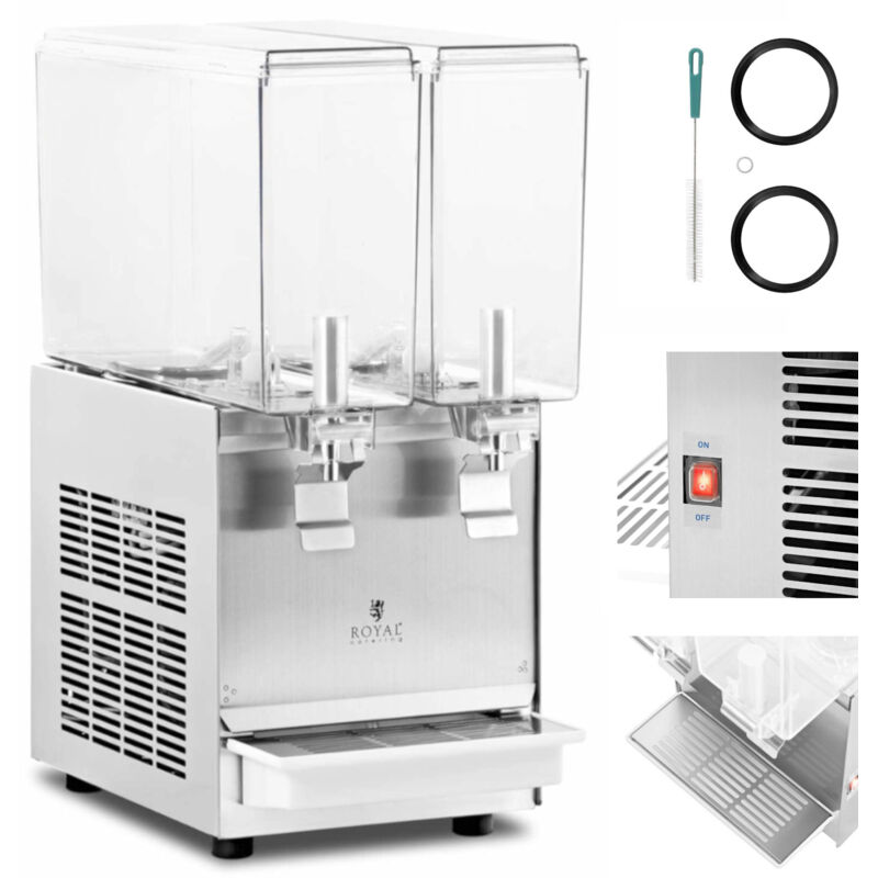 Royal Catering Spender Kühlung Saft Getränkespender Doppelt 2 X 10 L 290 W
