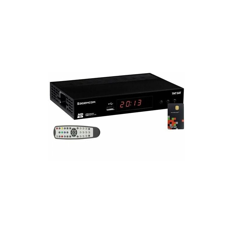 SAGEMCOM Récepteur TV Satellite HD + Carte d'accès TNTSAT V6 Astra 19.2E - Noir