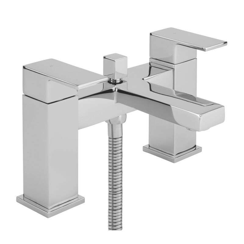 Sagittarius Blade Bath Shower Mixer Tap with Kit Pillar Mounted - Chrome