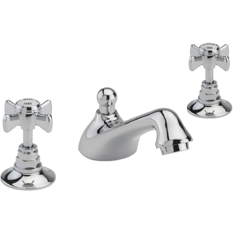 Sagittarius Churchmans 3-Hole Basin Mixer Tap with Pop Up Waste Deck Mounted - Chrome