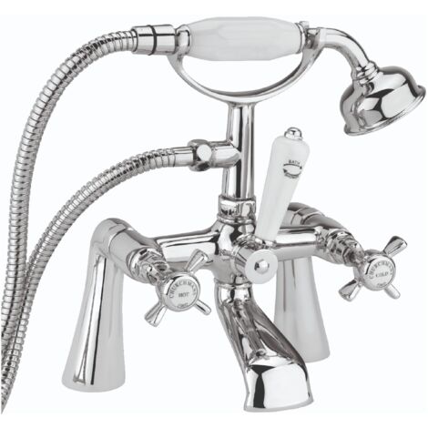 Sagittarius Churchmans Bath Shower Mixer Tap with Shower Kit Pillar Mounted - Chrome