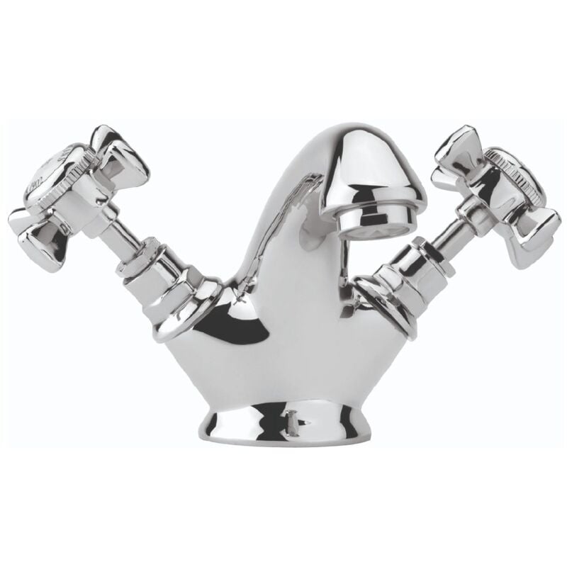 Sagittarius Churchmans Mono Basin Mixer Tap with Pop Up Waste Dual Handle - Chrome