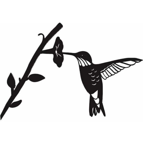 Sagoma di uccello in metallo - Sagoma di uccello in ferro battuto nero, uccelli su ramo, decorazione da parete con colibrì per casa, giardino, cortile, patio, esterno