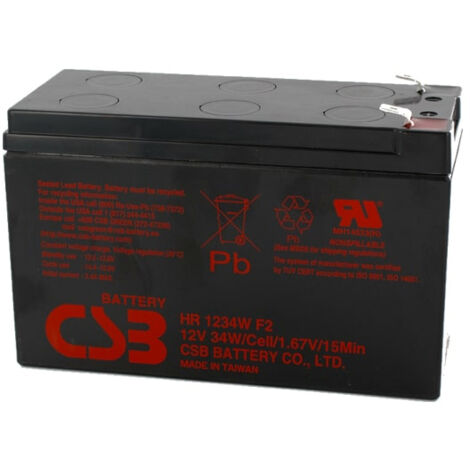CSB BATTERY Sai UPS Batterie 12v 9 Ah Sealed CSB HR1234W, unterstützt mehr als 260 Lade- und Entladezyklen