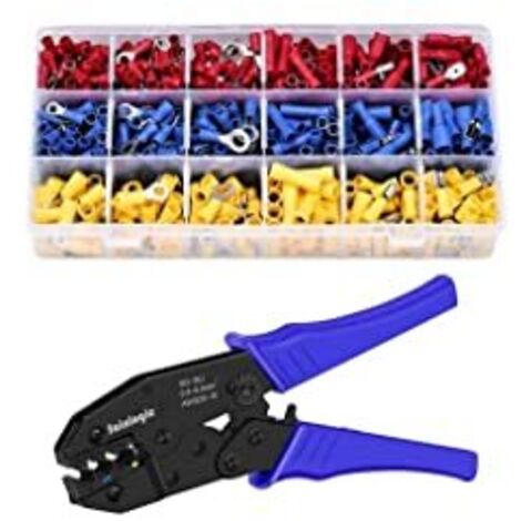 Sainlogic Crimpadora Pinze per Terminali Elettrici con 700 Pezzi di Terminali Elettrici, Punte Elettriche per Estremità di Cavi da 0,5-6 mm²