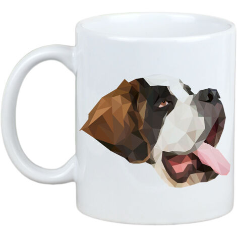 Saint Bernard, Chien Saint Bernard - Mug avec photo et inscription chien géométrique Art-Dog