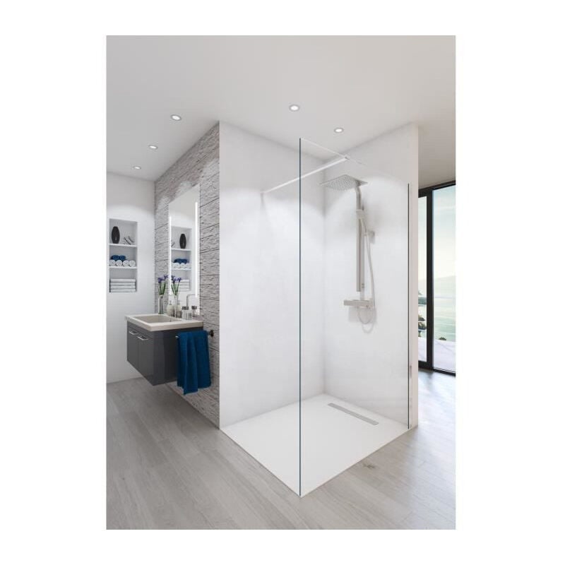 Saint Gobain - Saint-Gobain Paroi de douche en kit baleares claire - Verre Timeless 8 mm trempe - L.100 cm x H.198 cm - Profile Aspect chrome