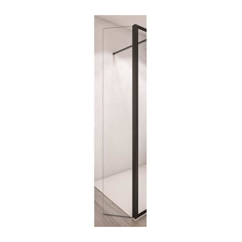 Saint-Gobain Porte de douche pivotante baleares claire - Verre Timeless 8 mm trempe - L.34 cm x H.198 cm - Profile Aspect noir m