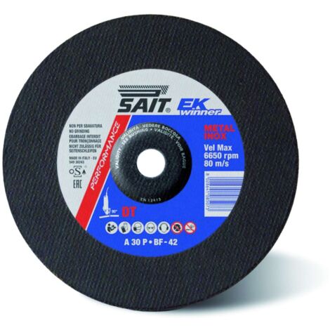 Sait DISCO ABRASIVO A CENTRO DEPRESSO EK WINNER-DT per taglio ferro/inox Ø mm. 230x3,2x22,23 - 10 PZ