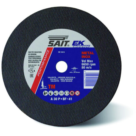 Sait DISCO ABRASIVO PIANO ''EK WINNER TM'' per taglio ferro/inox Ø mm. 300x3,5x25,4 10.00 pz