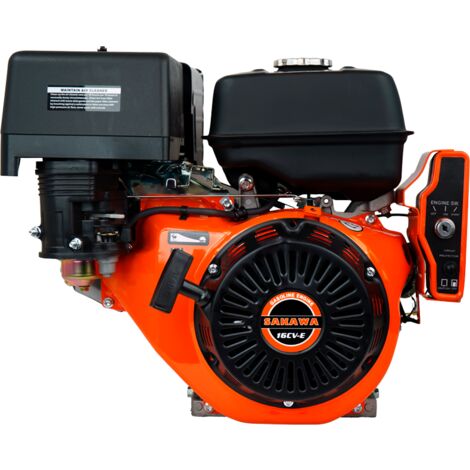 Sakawa – Moteur thermique essence 4 temps 16 CV – Démarrage électrique – Compatible motoculteur 420 CC – Vannes à tête OHV - Temps16