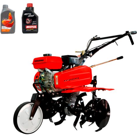 Sakawa – Motobineuse thermique 7CV – Moteur 4 temps 208cc – Largeur de travail 50-85 cm – Profondeur 17-35 cm – 2 vitesses avant et arrière