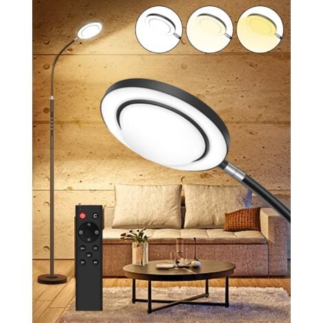 Sala de estar de lámparas de piso a techo ganeed, mesa giratoria LED de 20W, brillo ajustable, soporte de luz flexible, opciones de iluminación: blanco cálido, blanco neutro o frío, función táctil, co