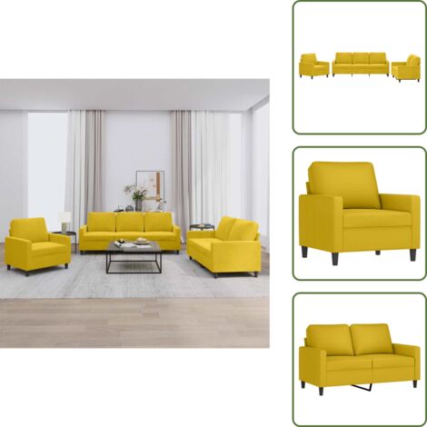 Sala - vidaXL Juego de sofás con cojines 3 piezas terciopelo amarillo - Comedor