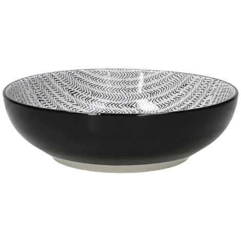 Saladier 25 cm Chakra en porcelaine majolique noire