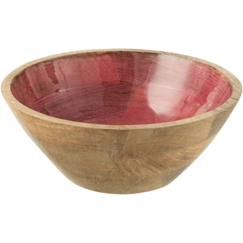 Saladier en bois de manguier avec intérieur rose