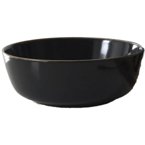 Saladier en Grès Noir Liseré Doré Ø25cm