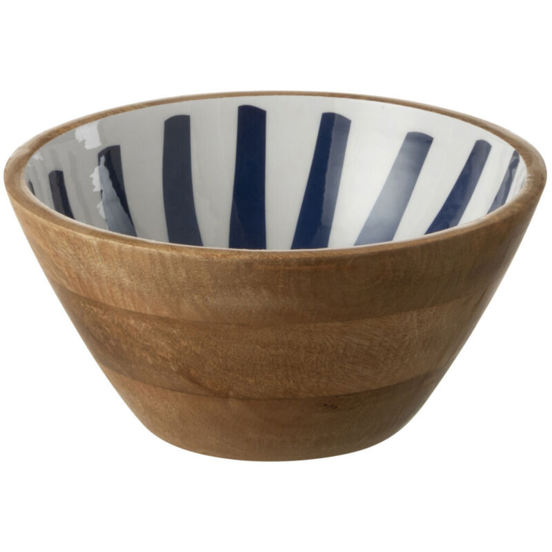 Saladier en manguier décoré marine et blanc 24 cm Saladier en manguier décoré marine et blanc 24 cm