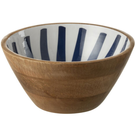 Saladier en manguier décoré marine et blanc 24 cm
