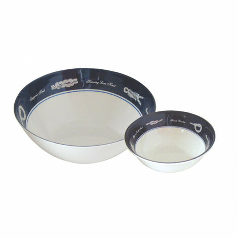 Saladier en mélamine - blanc/bleu - 24 cm