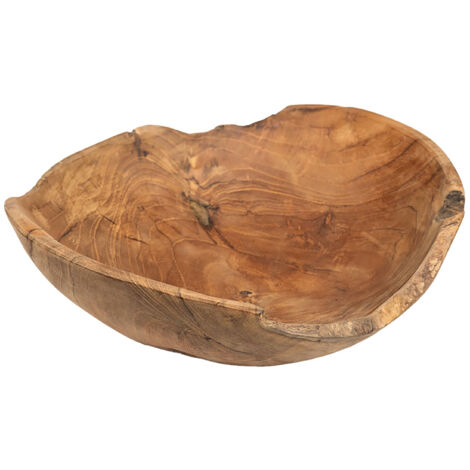 Saladier en Teck Massif Recyclé - Diamètre 30cm - Fait Main - Pièce Unique avec Contours Bruts - Bois Naturel Durable - Style Ethnique