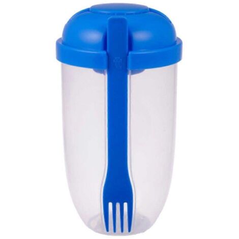 Saladier frais avec récipient à vinaigrette et fourchette, bouteille de conservation alimentaire portable en plastique pour pique-nique
