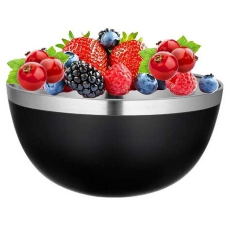 Saladier haut en acier inoxydable pour fruits et légumes, TILLY, noir mat, 19 cm, 2 litres, 2000 ml