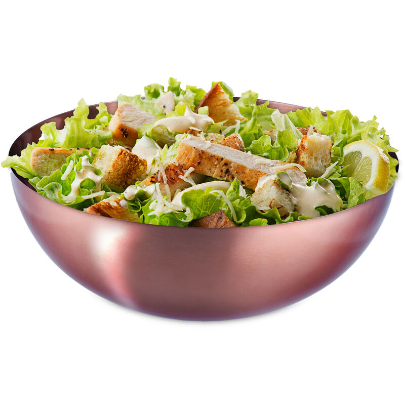 Saladier, inox, 31,5 cm de diamètre, mélangeur rond pour cuisiner et le service, 5 l, cuivre - Relaxdays