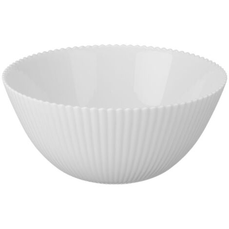 Saladier rond AURORA 15,2 cm, verre blanc opale, structure rainurée