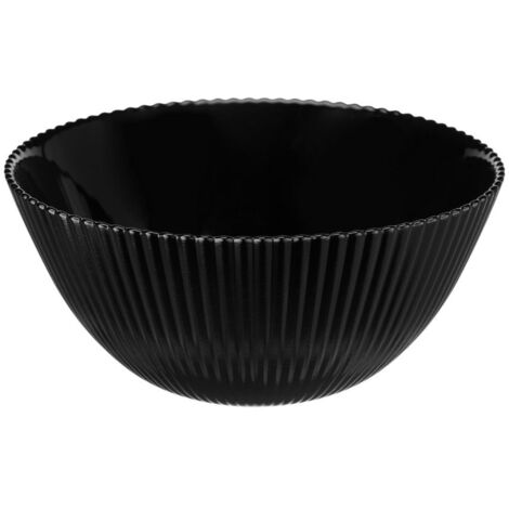 Saladier rond AURORA 15,2 cm, verre opale noir, structure rainurée