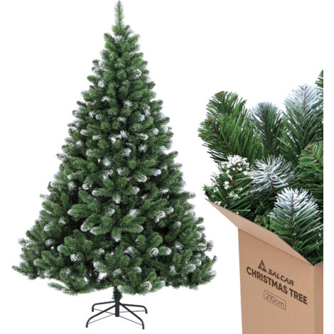 Salcar Künstlicher Weihnachtsbaum mit Schnee Tannenbaum PVC Christbaum 210 cm
