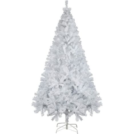 SALCAR Sapin de Noël Artificiel Blanc de 180 cm, Arbre de Noël avec 735 Branches en PVC Ignifuge et Support Métallique