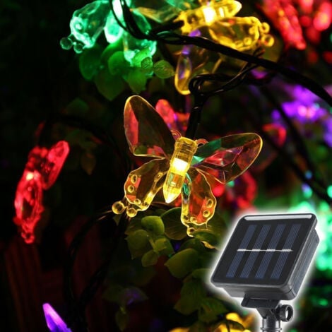 SALCAR Solar Lichterkette Aussen Schmetterling, 10M 50 LED Lichterketten Wasserdichte für Sommer Garten, Bäume, Terrasse, Weihnachten, Hochzeiten, Partys - Bunt