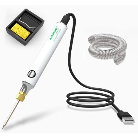 Saldatore portatile da 8 W e 5 V, temperatura regolabile, kit di saldatura elettronica con stagno, mini supporto, ideale per riparazioni fai da te e principianti